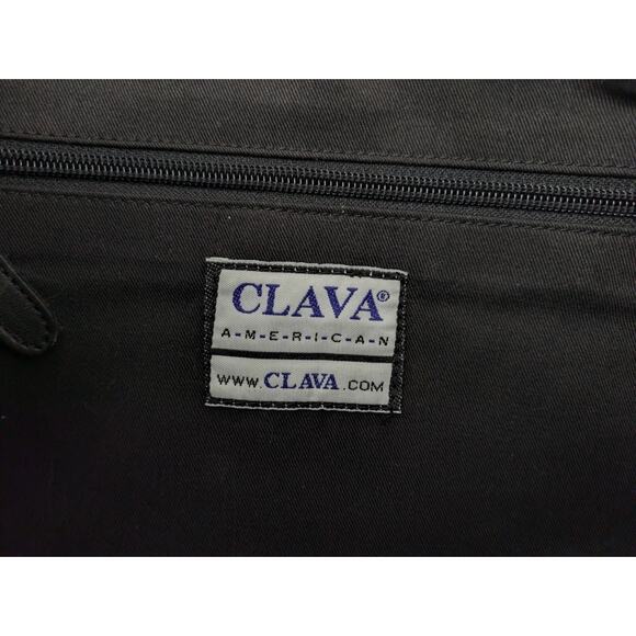 CLAVA AMERICAN Large Black Leather Travel Tote Shoulder Bag 14"x14"x7" - Picture 8 of 8